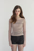 Check Shirring Off-Shoulder Top -beige