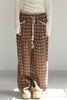 Check Lace Long Pants -brown