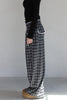 Check Lace Long Pants -black