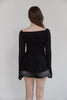Frill Blouse Top -black