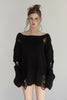 Distressed Knit Top -black