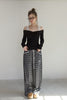 Check Lace Long Pants -black