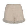 Fur Trim Knit Set-Up -beige
