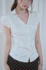 Satin V-Neck Lace Shirt -butter ivory