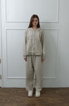 Studded Washed & Distressed Hoodie –light beige