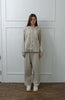 Studded Washed & Distressed Hoodie –light beige