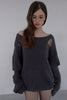 Distressed Knit Top -charcoal