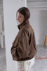 Velour High Neck Jacket -brown