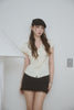 Satin V-Neck Lace Shirt -butter ivory