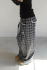 Check Lace Long Pants -black