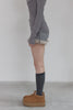 Fur Trim Knit Set-Up -charcoal