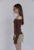 Lace Detail Off-Shoulder Top -brown
