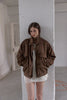 Velour High Neck Jacket -brown