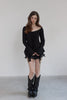 Frill Blouse Top -black