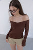 Lace Detail Off-Shoulder Top -brown