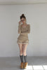 Fur Trim Knit Set-Up -beige