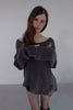 Distressed Knit Top -charcoal