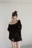 Distressed Knit Top -black