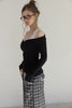 Check Lace Long Pants -black