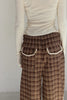 Check Lace Long Pants -brown