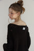 Distressed Knit Top -black