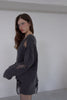 Distressed Knit Top -charcoal