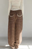 Check Lace Long Pants -brown