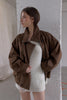 Velour High Neck Jacket -brown