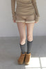 Fur Trim Knit Set-Up -beige