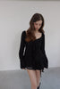 Frill Blouse Top -black