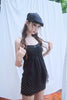 Lace Newsboy Cap-black