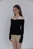 Lace Detail Off-Shoulder Top -black