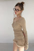 Fur Trim Knit Set-Up -beige