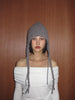 Fringe Knit Beanie Gray