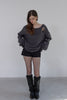 Distressed Knit Top -charcoal