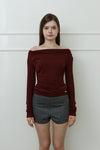 Mellow Off-Shoulder Top -burgundy