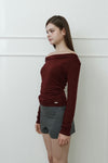 Mellow Off-Shoulder Top -burgundy