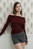 Mellow Off-Shoulder Top -burgundy