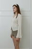 Slim-Fit Ribbon-Tie Blouse -ivory