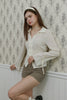 Slim-Fit Ribbon-Tie Blouse -ivory