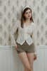 Slim-Fit Ribbon-Tie Blouse -ivory