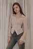 Slim-Fit Ribbon-Tie Blouse -Baby Pink