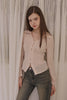 Slim-Fit Ribbon-Tie Blouse -Baby Pink