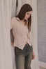 Slim-Fit Ribbon-Tie Blouse -Baby Pink