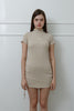 High-Neck Knit Dress –light beige