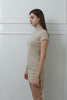 High-Neck Knit Dress –light beige