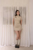 High-Neck Knit Dress –light beige