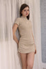 High-Neck Knit Dress –light beige