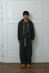 Studded Washed & Distressed Hoodie –charcoal gray