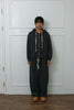 Studded Washed & Distressed Hoodie –charcoal gray